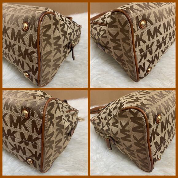 MICHAEL KORS Large Khaki/Acorn Signature BEDFORD Dome Satchel w/XB Strap - Picture 15 of 16